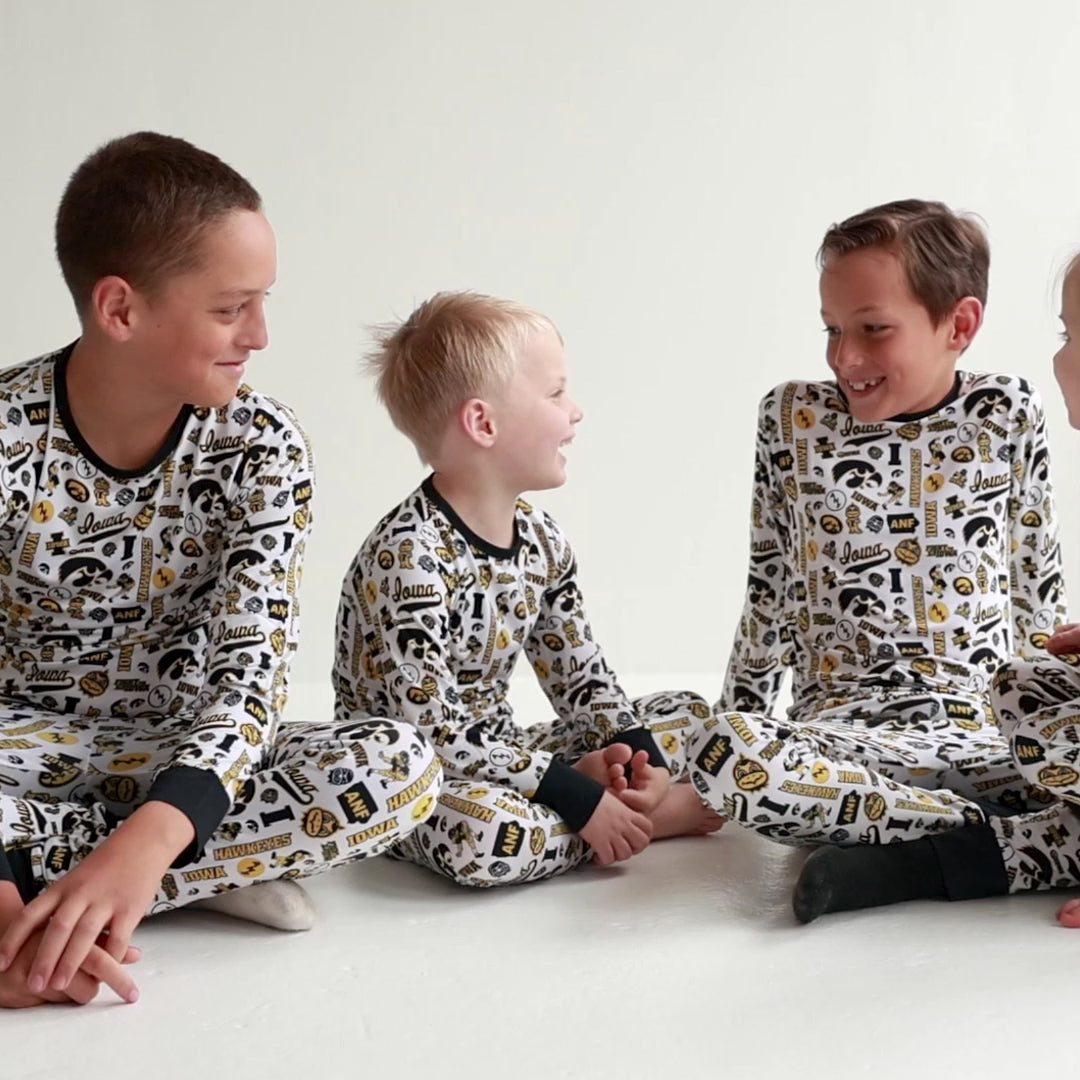 Iowa Hawkeyes black and gold bamboo pajama set for little Hawkeyes fans