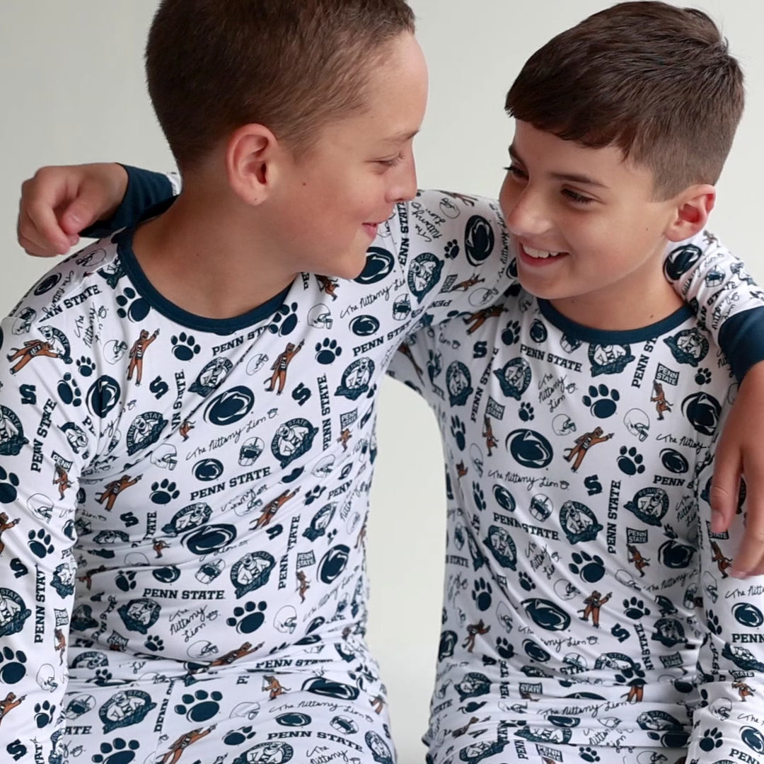 Kids Penn State Nittany Lions bamboo two-piece pajama set for little college football fans.