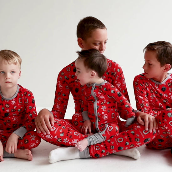 Ohio State Buckeyes matching bamboo pajama set for young Buckeyes fans