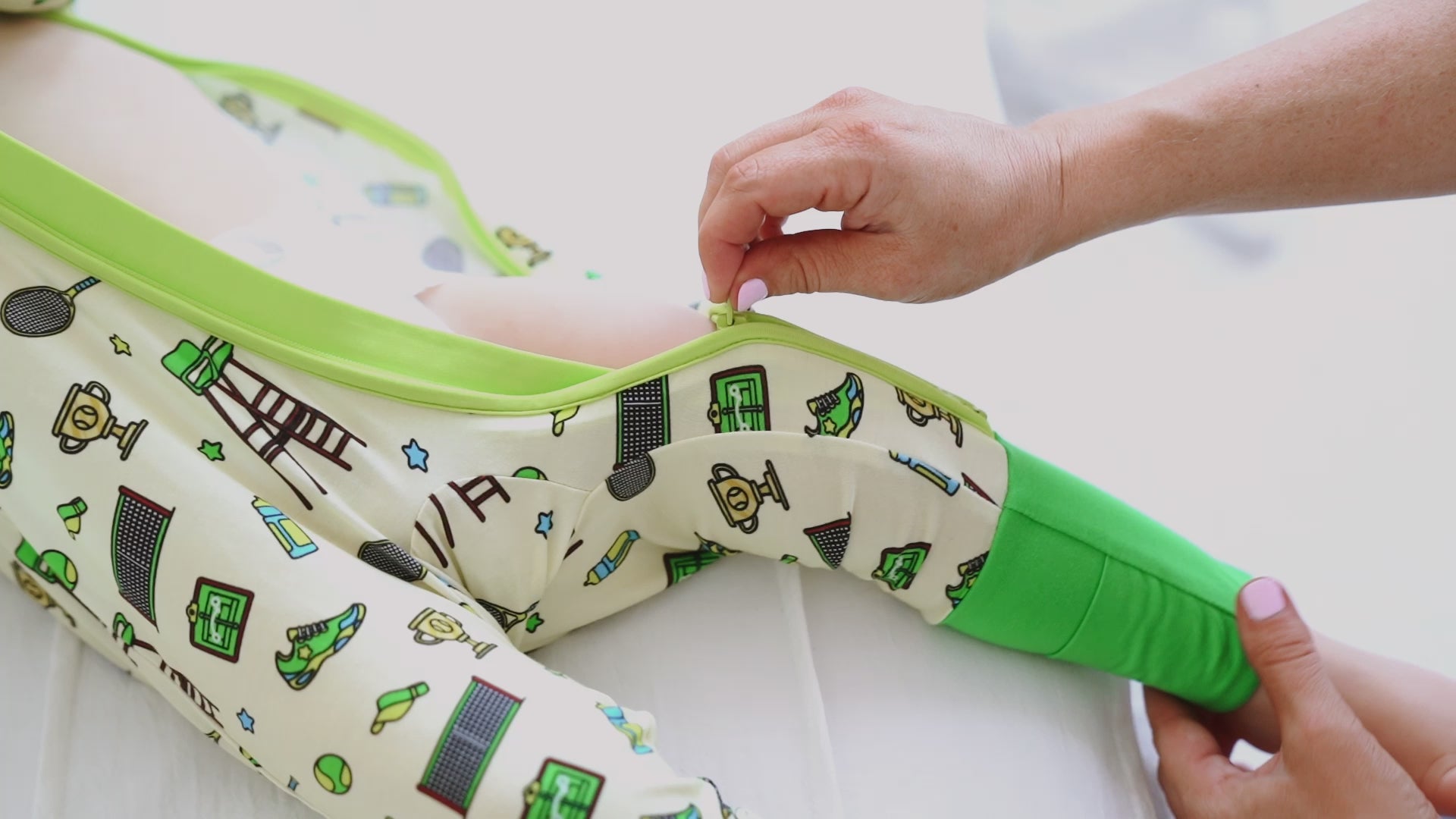 Load video: Tailgate Tikes Sporty Zippered Onesies - One-Piece Romper