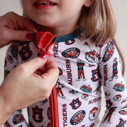 Officially licensed Auburn Tigers bamboo pajamas for babies, toddlers, and kids from Tailgate Tikes.