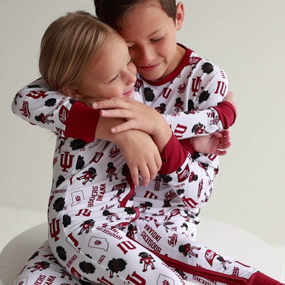 Baby and kids Indiana Hoosiers pajamas featuring officially licensed collegiate team style from Tailgate Tikes.