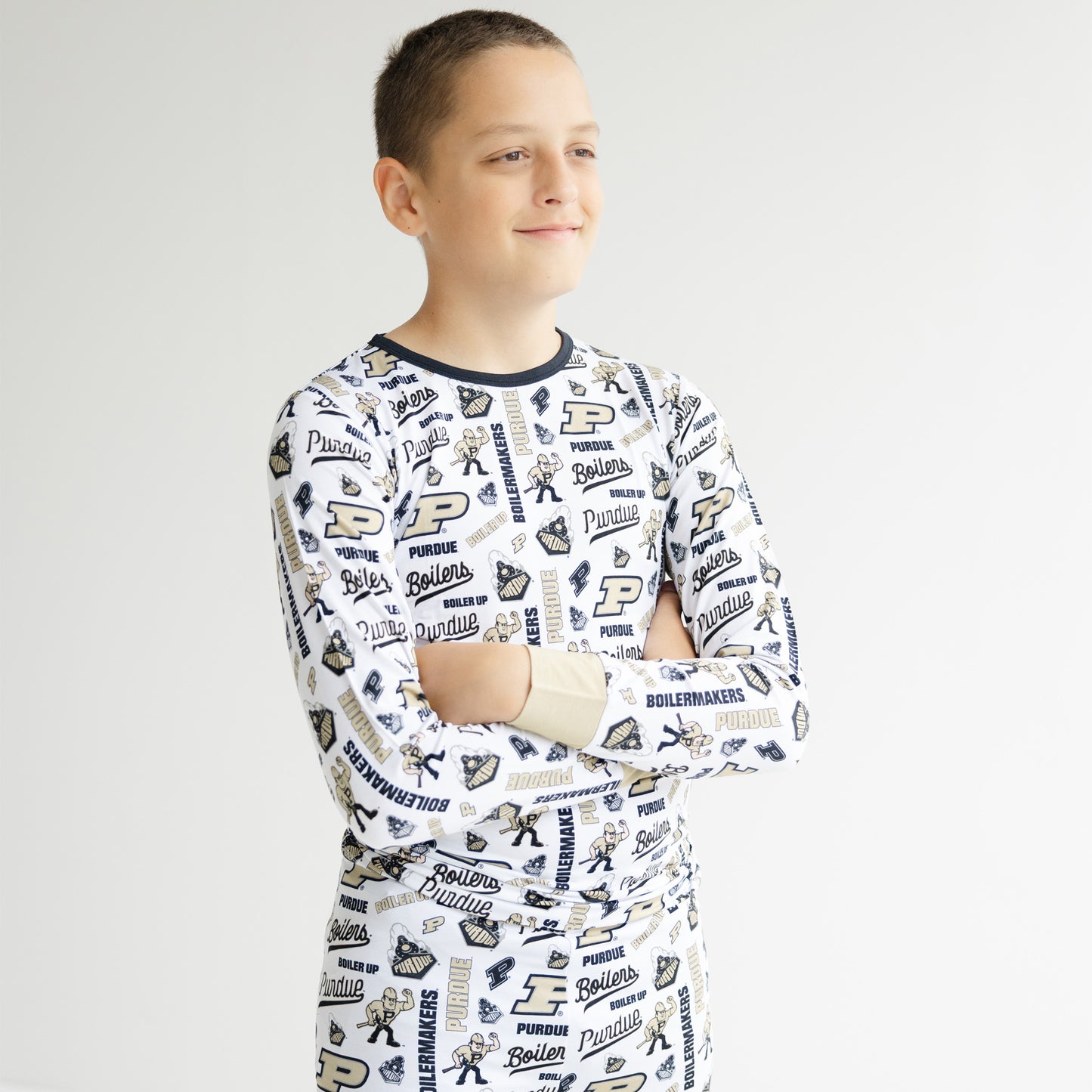 Officially licensed Purdue Boilermakers kids sleepwear with all-over Boilermakers branding