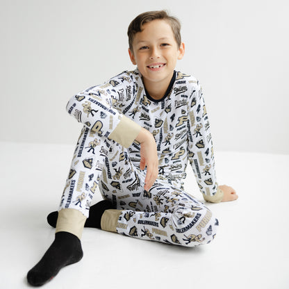 Purdue Boilermakers bamboo pajama set featuring black and gold team branding