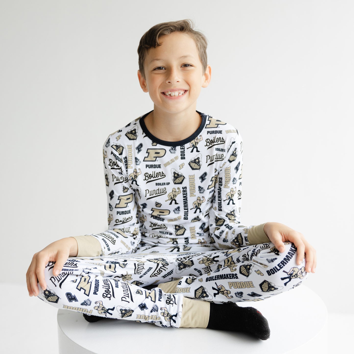 Purdue Boilermakers kids bamboo two-piece pajama set with officially licensed team print