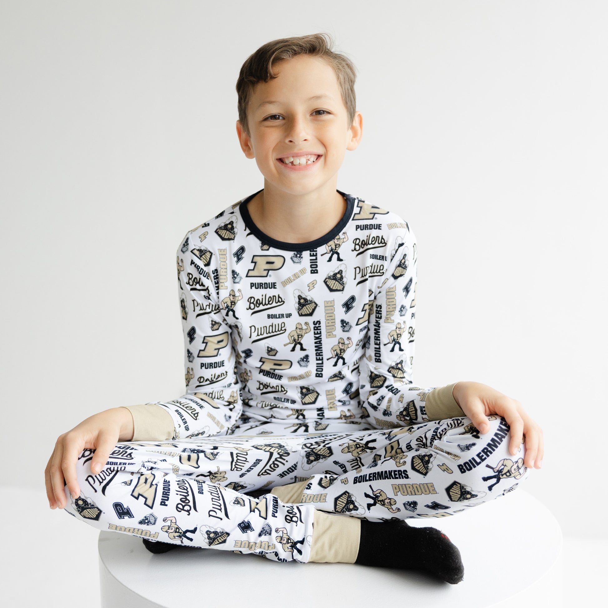 Purdue Boilermakers kids bamboo two-piece pajama set with officially licensed team print