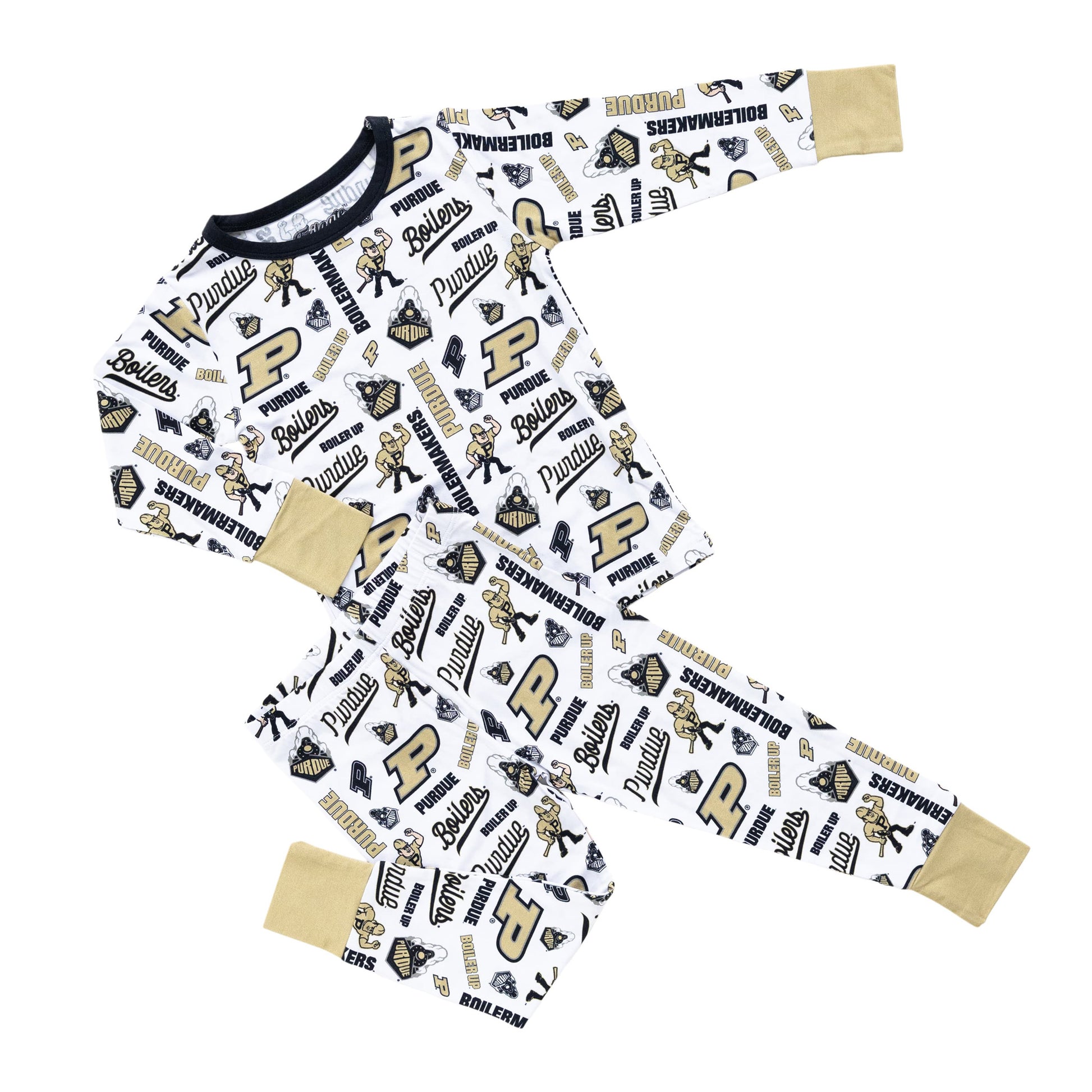 Officially licensed Purdue Boilermakers two-piece pajamas for toddlers and kids