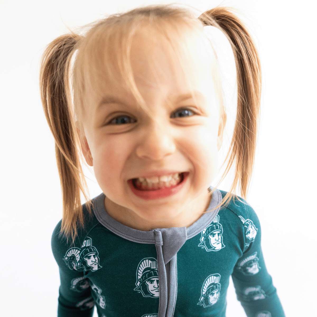 Michigan State Spartans bamboo zippy one piece featuring iconic team logo.