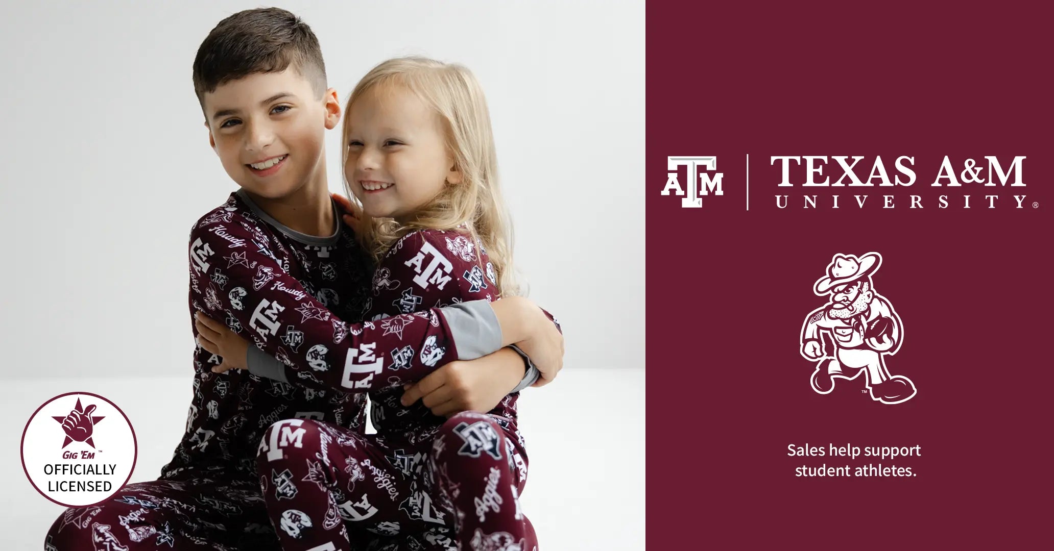 Texas A&M Aggies Officially Licensed Kids Pajamas.