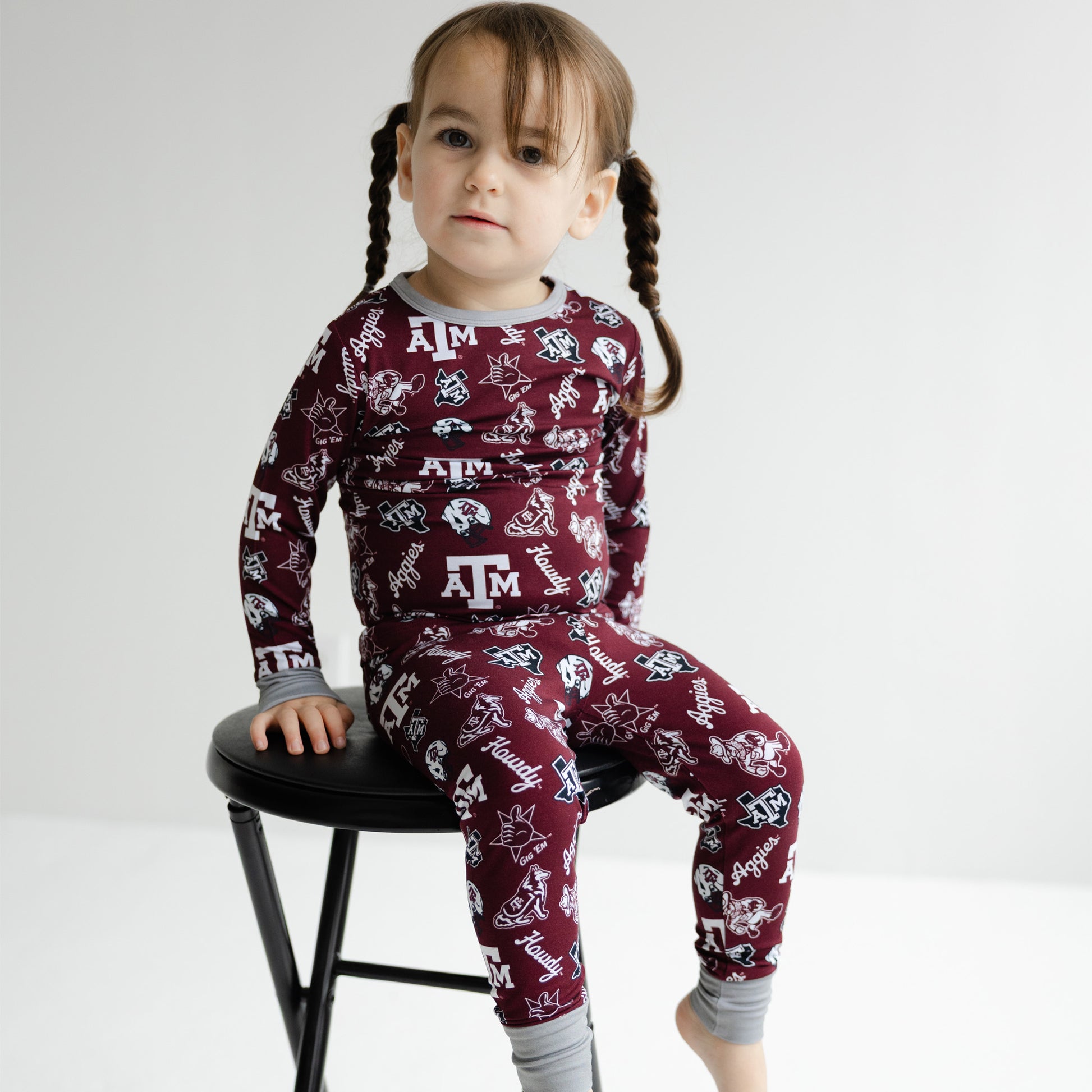 Texas A&M Aggies bamboo pajama set featuring maroon and white team branding
