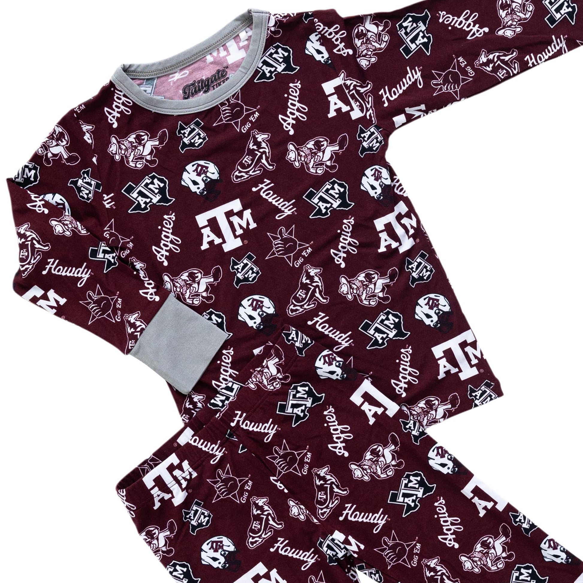 Texas A&M Aggies toddler bamboo pajamas with long sleeve top and matching pants