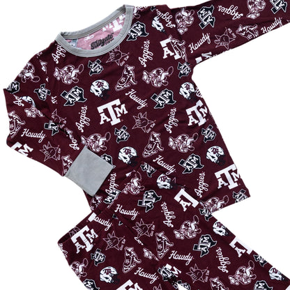 Texas A&M Aggies toddler bamboo pajamas with long sleeve top and matching pants