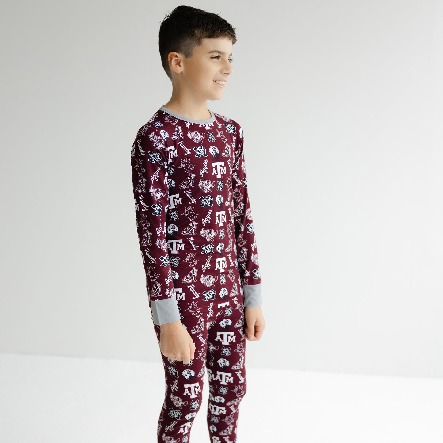 Texas A&M Aggies long sleeve pajama top and matching pants for kids