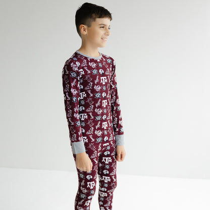 Texas A&M Aggies long sleeve pajama top and matching pants for kids