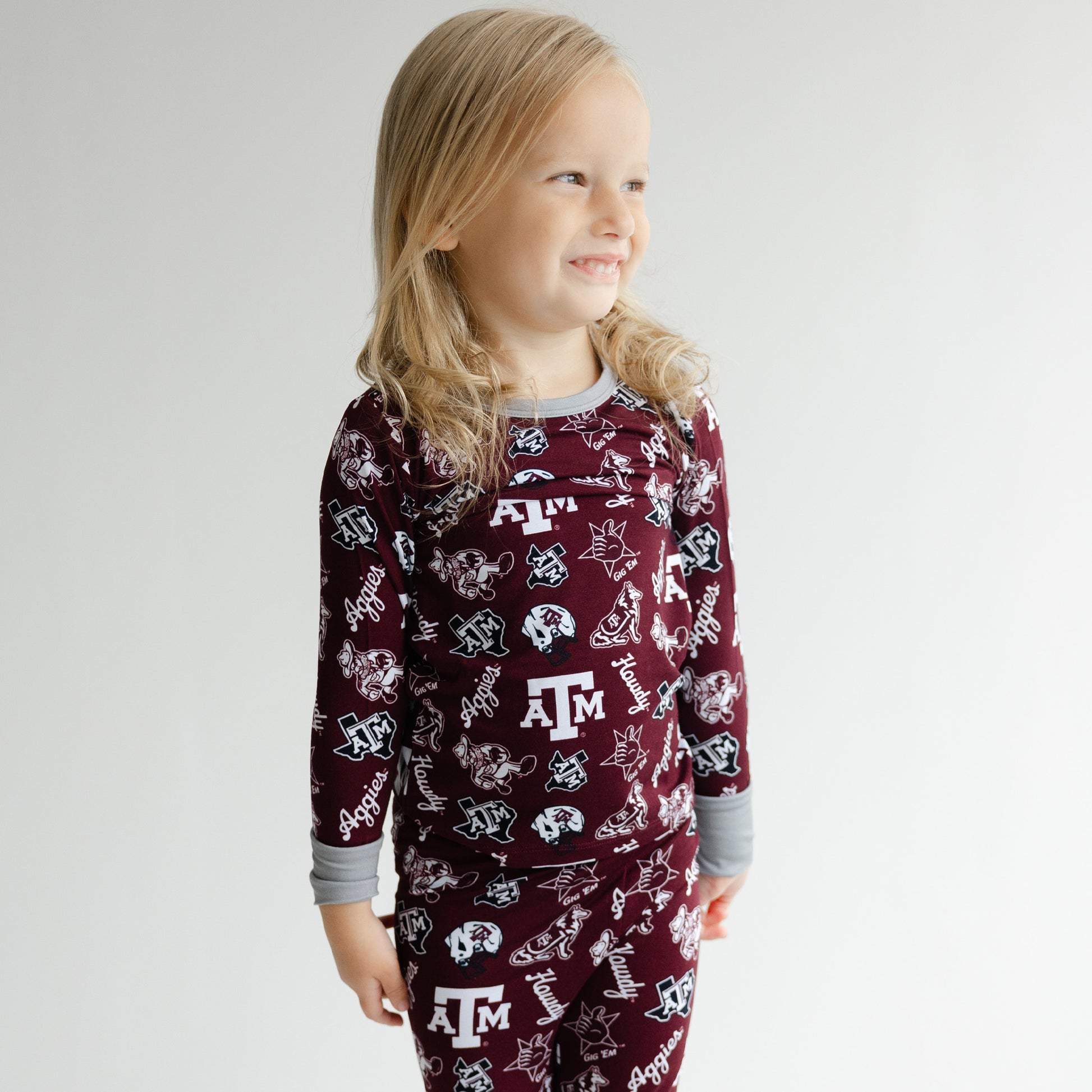 Texas A&M Aggies toddler and kids bamboo sleepwear with collegiate team print