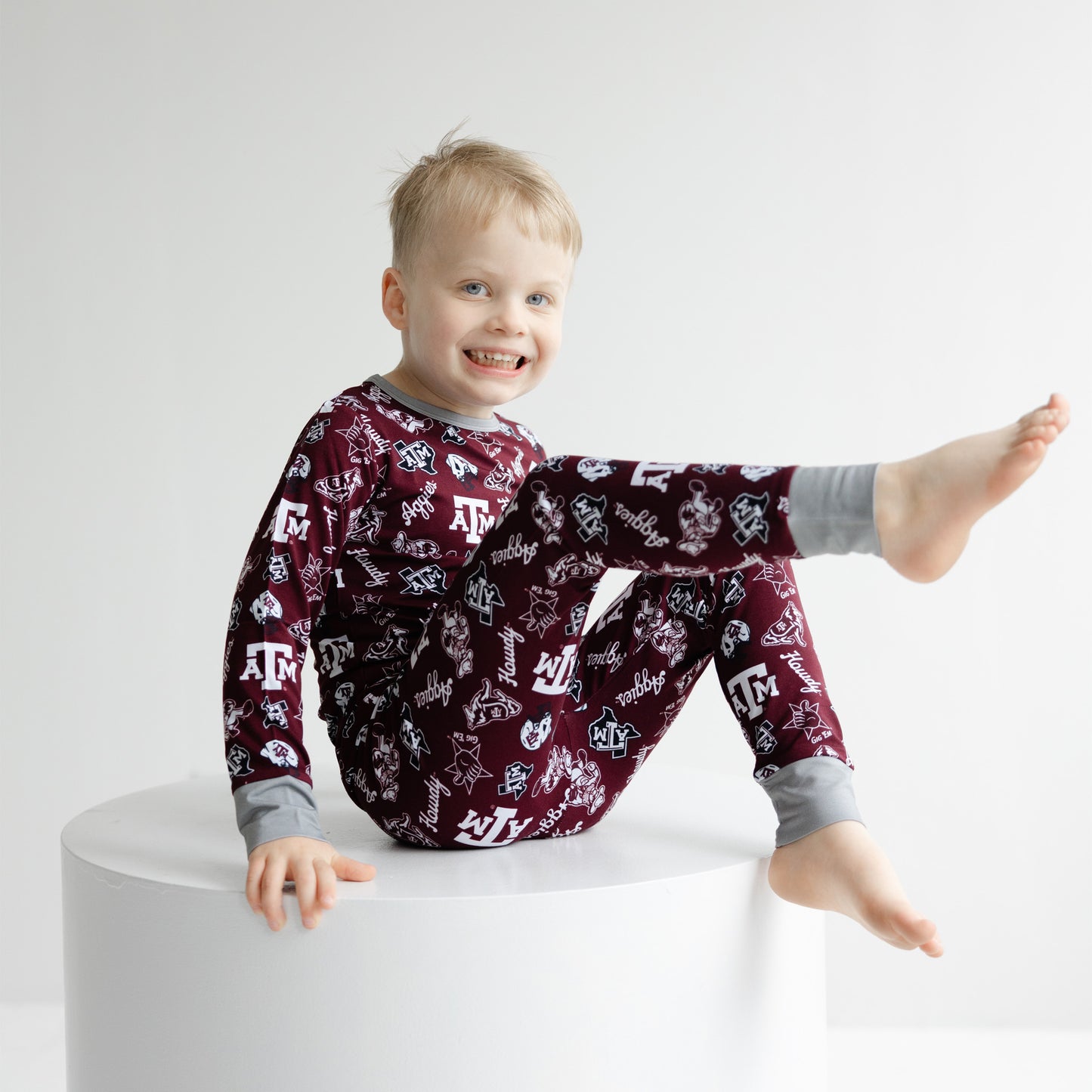Texas A&M Aggies kids bamboo two-piece pajama set with officially licensed team print