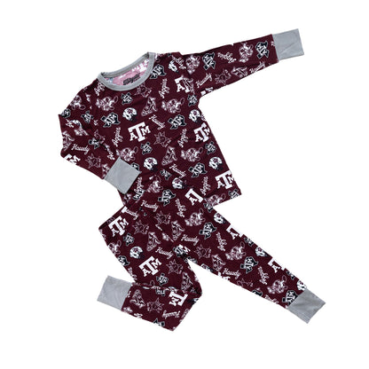 Officially licensed Texas A&M Aggies two-piece pajamas for toddlers and kids
