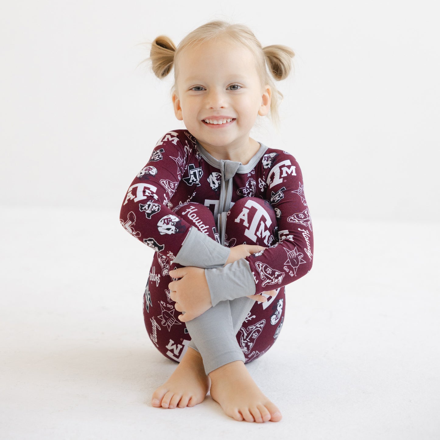 Texas A&M Aggies toddler girl sleeper in bamboo viscose, maroon