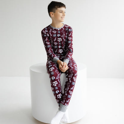 Texas A&M Aggies kids two-piece pajamas for game day lounging and bedtime