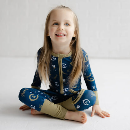 UC Davis Aggies baby game day bamboo sleeper with soft stretch fabric and double zipper.