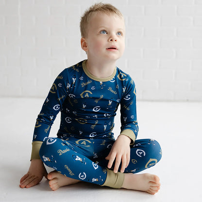 UC Davis Aggies kids bamboo pajama set perfect for game day and bedtime comfort.