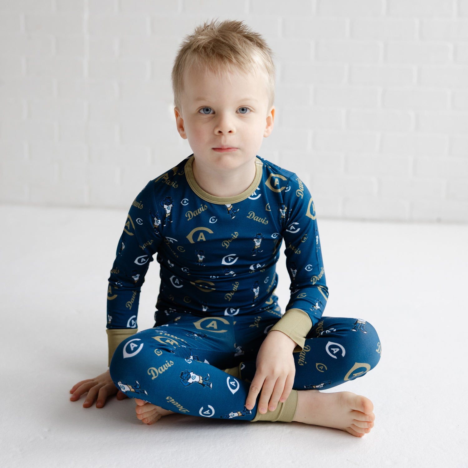 UC Davis Aggies kids bamboo two-piece pajama set with officially licensed team print