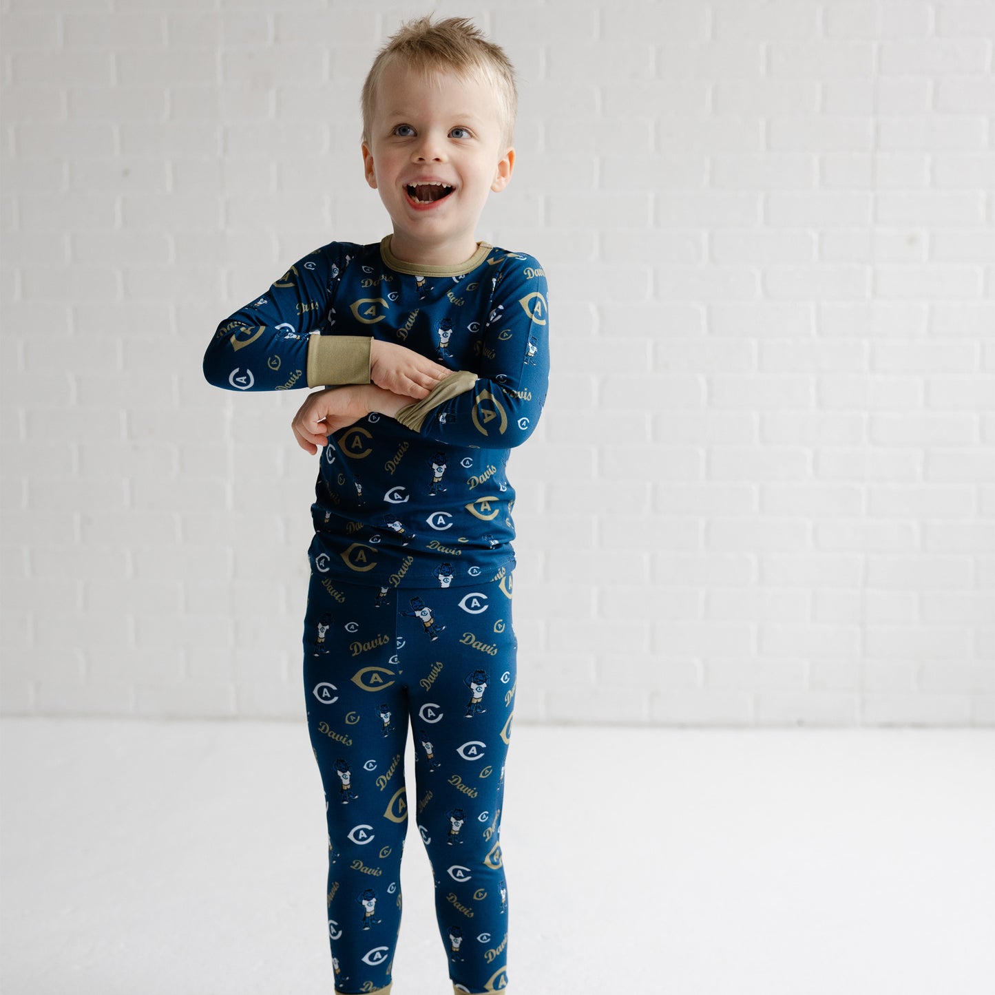 UC Davis Aggies matching bamboo pajama set for young Aggies fans