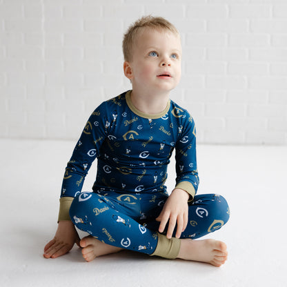 Officially licensed UC Davis Aggies kids sleepwear with all-over Aggies branding
