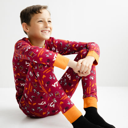 Virginia Tech Hokies toddler bamboo pajama set made from ultra-soft stretch fabric.