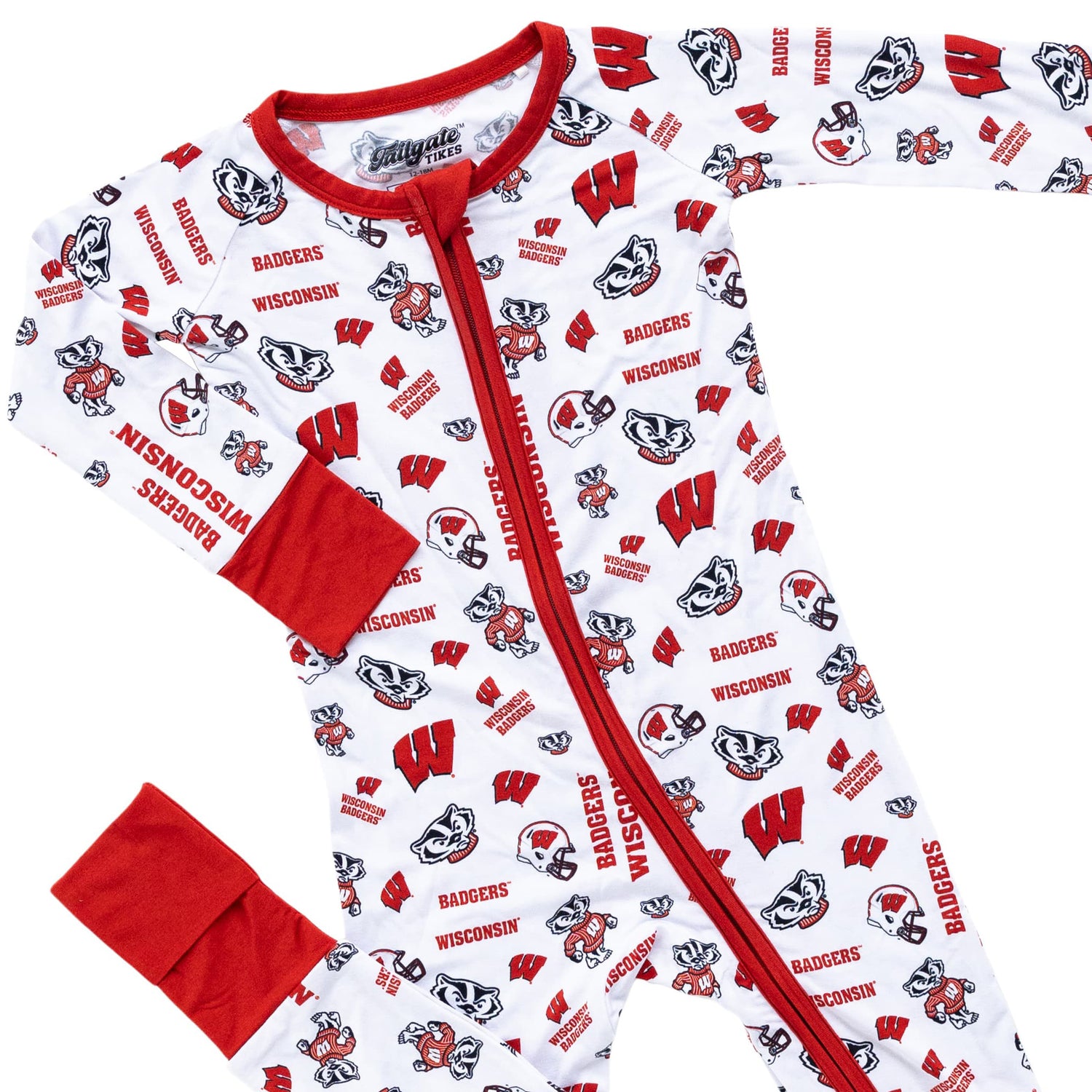 Wisconsin Badgers white bamboo one-piece pajamas for newborns and infants