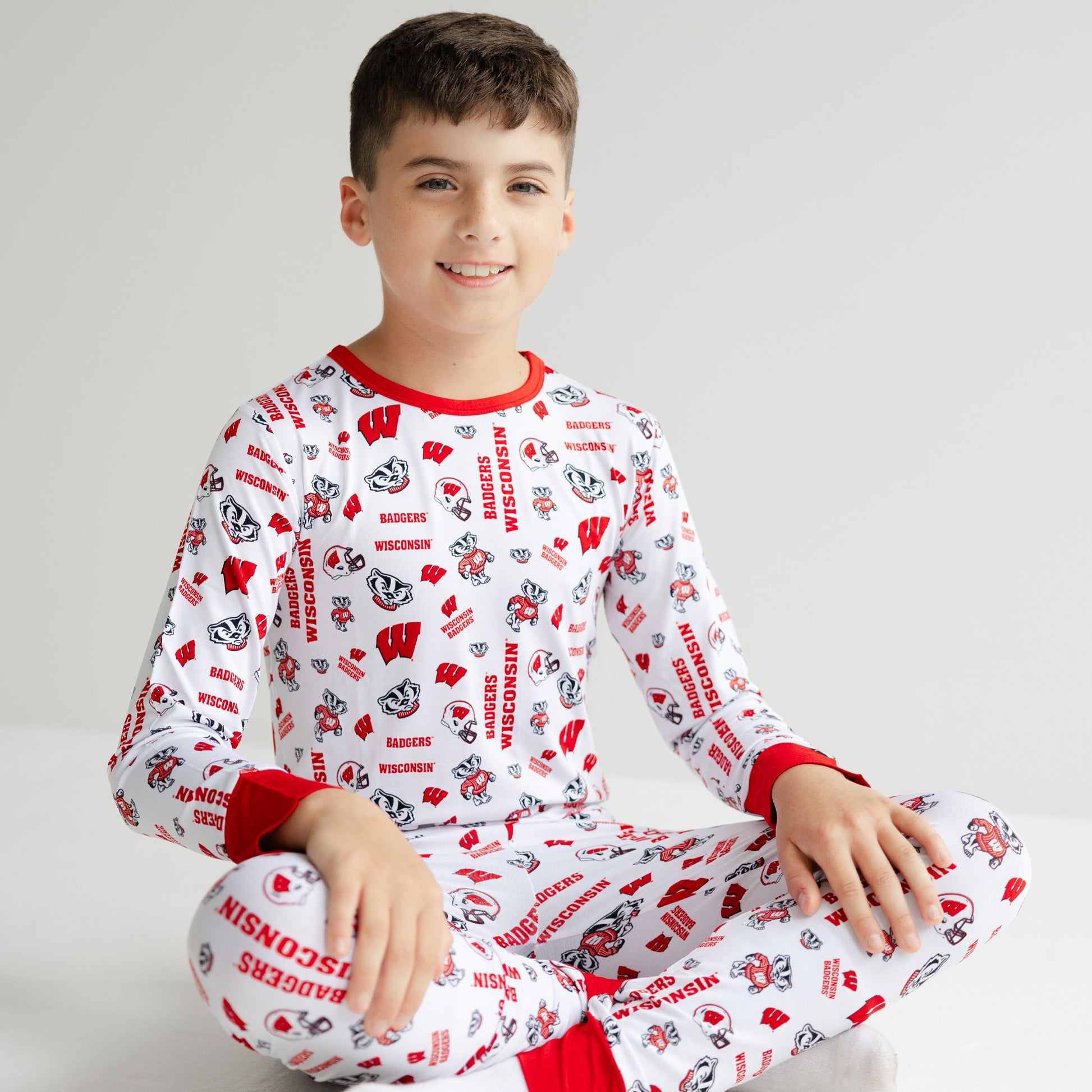 Wisconsin Badgers toddler bamboo pajamas with long sleeve top and matching pants