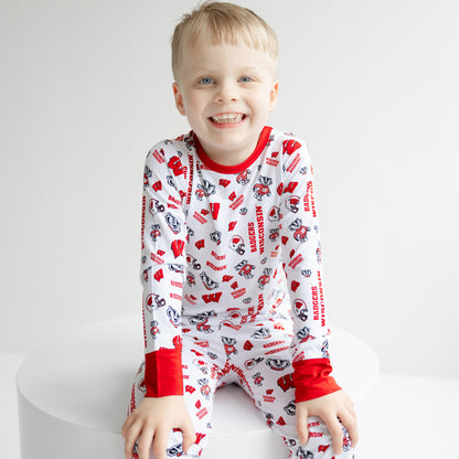 Wisconsin Badgers red and white bamboo pajamas for young fans