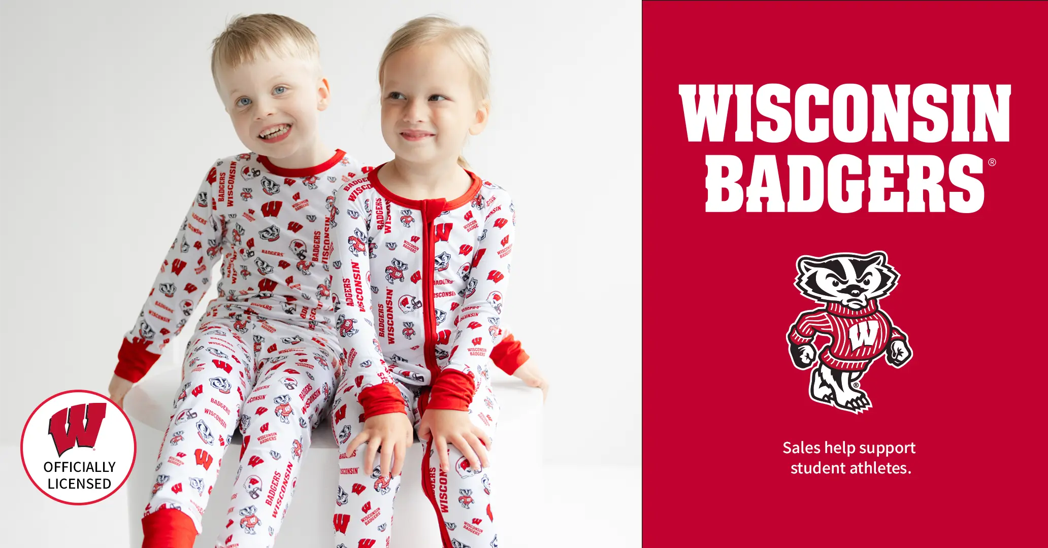 Wisconsin Badgers Officially Licensed Kids Pajamas.