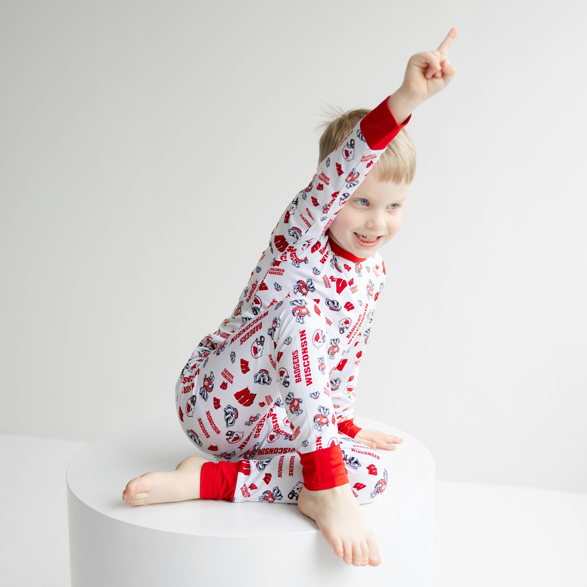 Wisconsin Badgers kids bamboo pajama set designed for bedtime and game day
