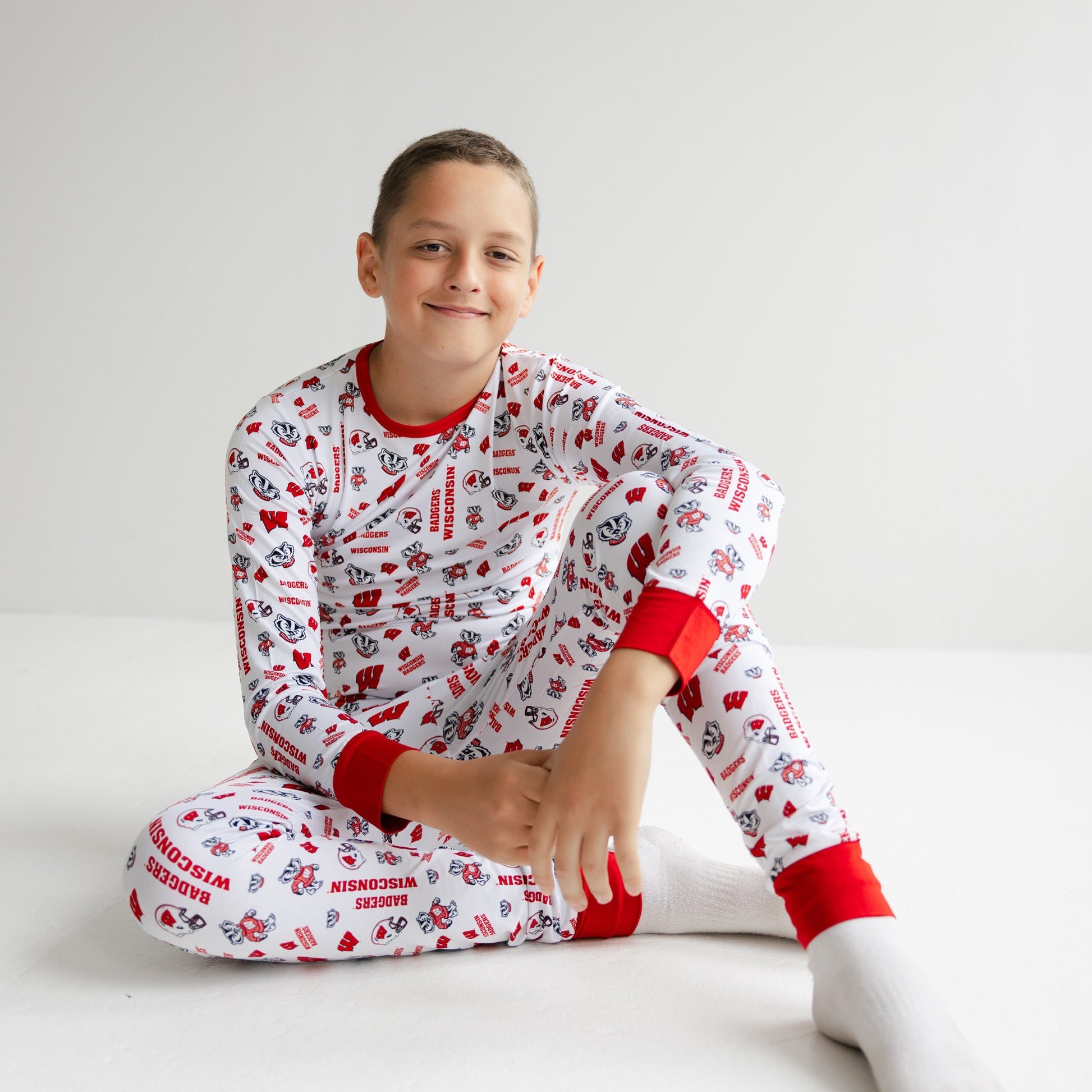 Soft Wisconsin Badgers bamboo pajama set for babies, toddlers, and kids